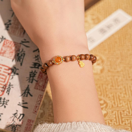 【蜜糖·老山檀蜜蜡手串·带证书】敦煌福泽小众祈福老山檀手串 商品图4