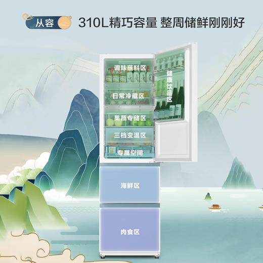 海尔（Haier）太白系列310升风冷无霜黑金净化三档变温抽屉式三开门家用电冰箱一级能效节能变温 商品图5