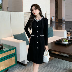 奢姿大码女装2025冬季减龄粗花纽扣装饰裙子胖妹妹时尚简约连衣裙9944863213