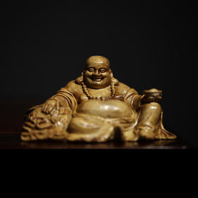工艺美术师吴善钊出品金丝楠弥勒摆件
