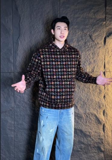 WY762秋冬季新款重磅拼图碎片复古连帽编织套头潮流休闲时尚卫衣 商品图0