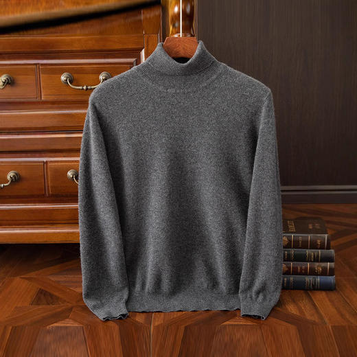 红览 100%纯羊毛衫男士高领宽松套头毛衣NH02 商品图0