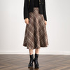 百媚生 高腰毛呢格子半身裙女冬季加厚保暖中长裙韩版宽松伞裙W3757 商品缩略图0
