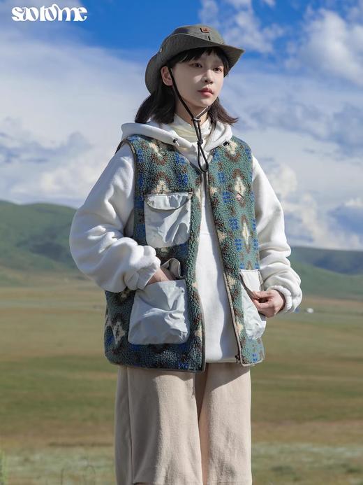 早乙女惠子saotome/STMMJ244326/羊羔毛拼色马甲 商品图3