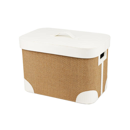 【米白/棕色】娜家皮质方形编织篓 商品图4