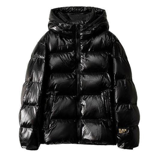 丁摩 290g白鹅绒羽绒服秋冬男女爆款黑金连帽休闲短款外套4ZF-2306 商品图4