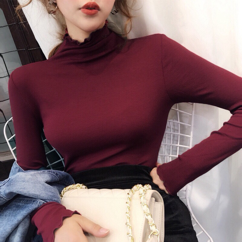 【团购】每年返场 福利品 德国拜耳发热原料 出日本 细绒发热保暖 女士 打底衫 条纹荷叶边 单穿 内搭都好看