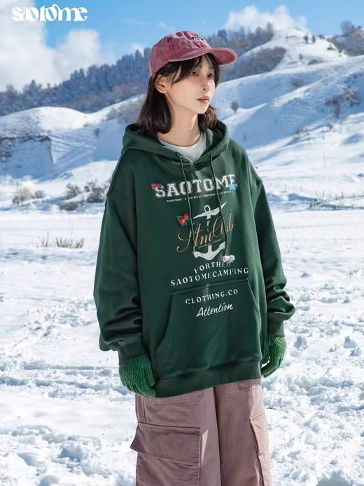 早乙女惠子saotome/STMWY244493/做旧印花蝴蝶结连帽卫衣 商品图3