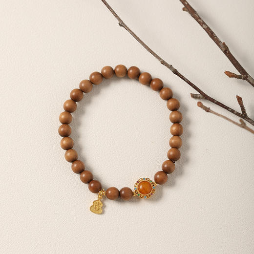 【蜜糖·老山檀蜜蜡手串·带证书】敦煌福泽小众祈福老山檀手串 商品图5