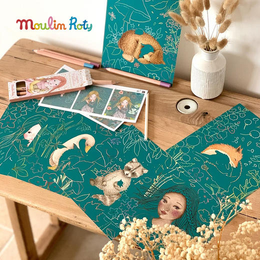 Moulin Roty 艺术刮刮卡 创意美学 适合年龄3岁+ 花朵女孩系列 艺术培养 法国 710606 商品图2