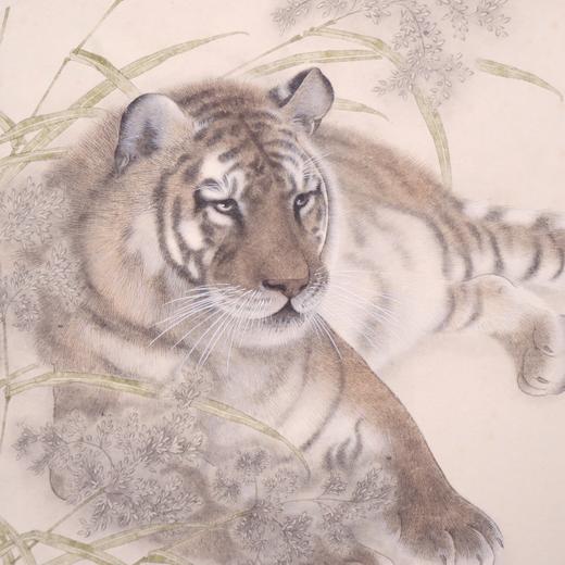 罗玉鑫国画33x33CM《六合之六·亥寅（虎）》一1平尺手绘纸本工笔国画作品[原作编号GH0388] 商品图3