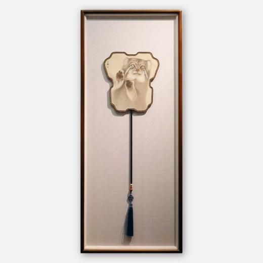 罗玉鑫扇面国画27x27CM《扇面·兔狲（1）》一手绘扇面工笔国画作品[原作编号GH0394] 商品图0