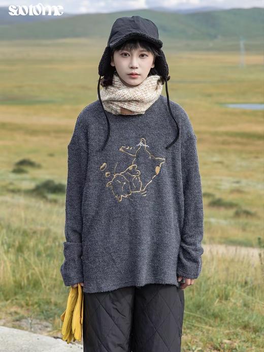 早乙女惠子saotome/STMCX244385/手绘猫猫长袖T恤 商品图3