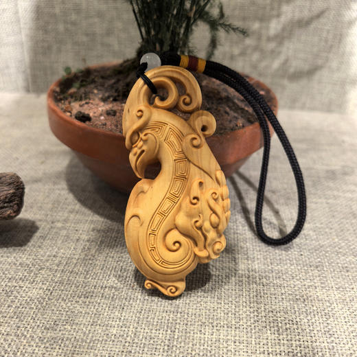 龙凤配黄杨木挂件/手把件 商品图2