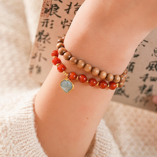 【丹碧·老山檀南红祥云双圈手串·带证书】敦煌福泽小众轻奢祈福老山檀手串 商品图2