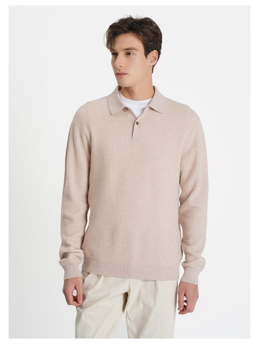 callisto“绒”系列粉色绵羊毛混纺长袖毛衣 商品图2