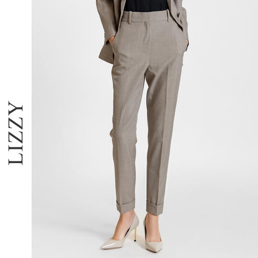 LIZZY早秋通勤简约翻边小脚裤职业西装裤子7713 商品图0