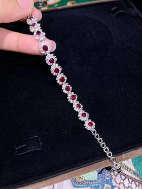 3.46ct刻面红宝石手链