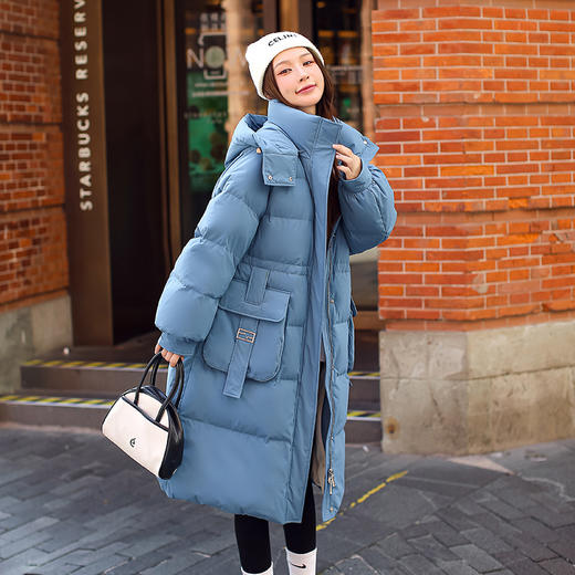 奢姿大码女装2024冬季减龄连帽中长款羽绒服胖妹妹时尚保暖外套734430D079 商品图1