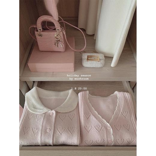 金蘑菇菇Tous les jours冬日宅物2.0/100wool 乖甜系爱心钩花内搭 商品图1