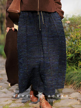 沸腾 日本进口绵羊毛混纺松紧腰半身裙