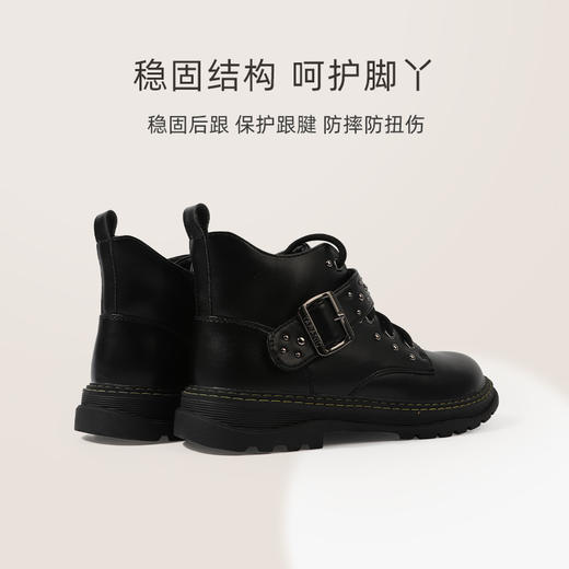 泰兰尼斯秋冬儿童马丁靴加绒保暖防滑女童鞋学生中大童中帮靴子T04D0D0357 商品图2