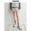 VIMAGE纬漫纪棉质舒适美式休闲百搭灰色短裙半身裙春季新款V2306901 商品缩略图0