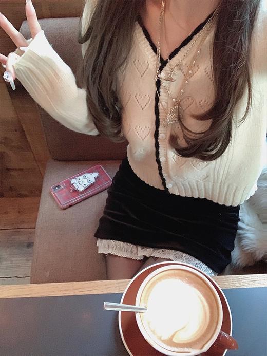 金蘑菇菇Tous les jours冬日宅物2.0/100wool 乖甜系爱心钩花内搭 商品图3