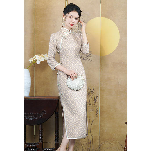 2024国风女装冬季秋冬复古新中式改良长袖加绒厚旗袍D23126 商品图2