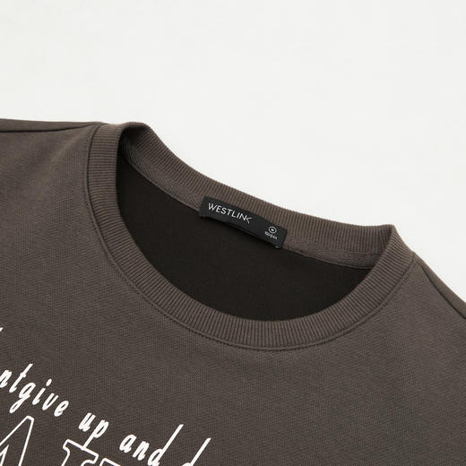 美式复古经典圆领字母印花短款卫衣女秋冬落肩袖套头卫衣V3642592 商品图5