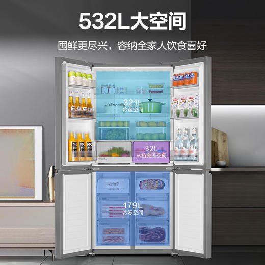 海尔（Haier）532升星蕴银一级双变频三档变温彩晶T型门冰箱BCD-532WGHTD59S1U1 商品图2