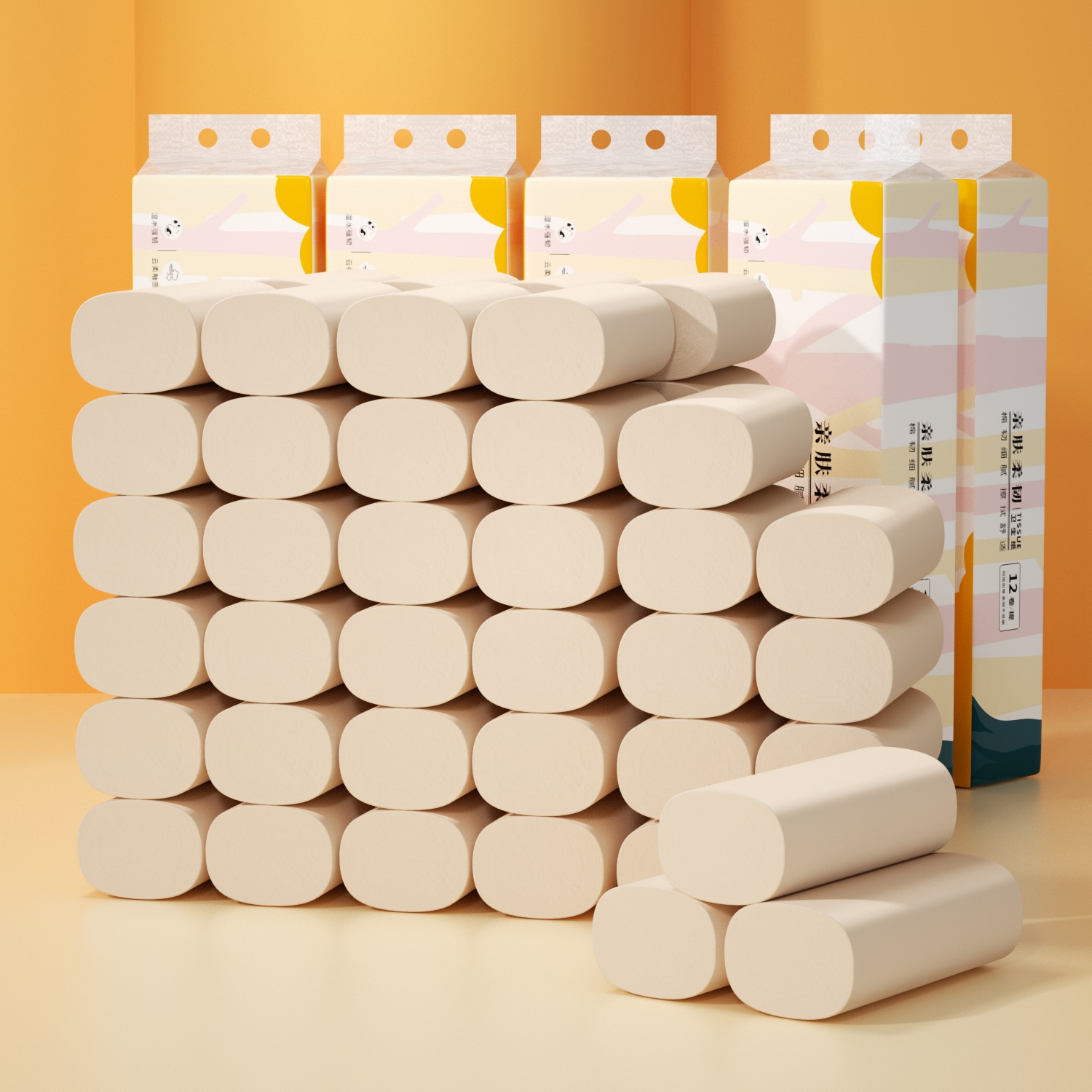 【自营】竹叶情竹浆本色实芯卷纸12卷家庭实惠装ZYQ-51015