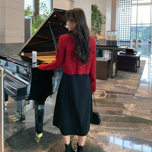 奢姿大码女装2025冬季减龄不规则套装胖妹妹马甲背心裙针织两件套9844927668 商品图3