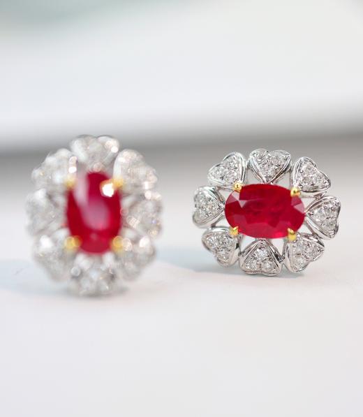 1.57ct刻面红宝石耳钉 商品图0