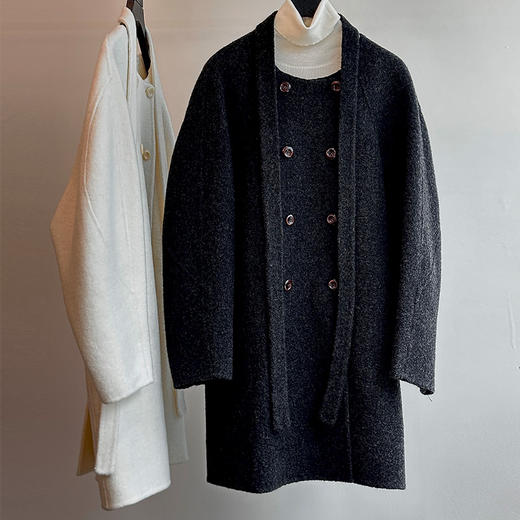 【顺丰包邮】33614 洛诗琳秋冬法式气质苏丽绒中长款毛呢大衣女247623 商品图3