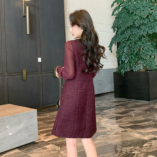 奢姿2025年秋季新款大码女装圆领小香风裙子胖妹妹拼接通勤连衣裙9943827357 商品图3