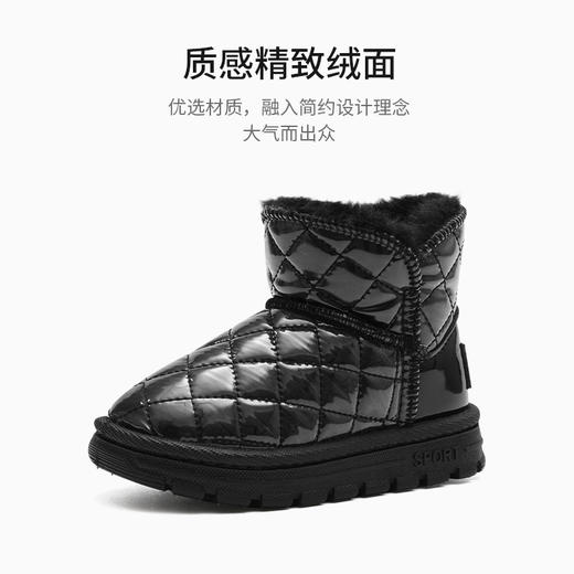 泰兰尼斯kids儿童防滑雪地靴菱形格亮面女童加绒保暖童鞋冬季新款F08X2D2813 商品图8
