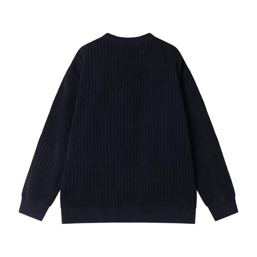 秋冬季新款时尚个性韩版纯色竖纹套头圆领卫衣百搭情侣休闲上衣 商品图4