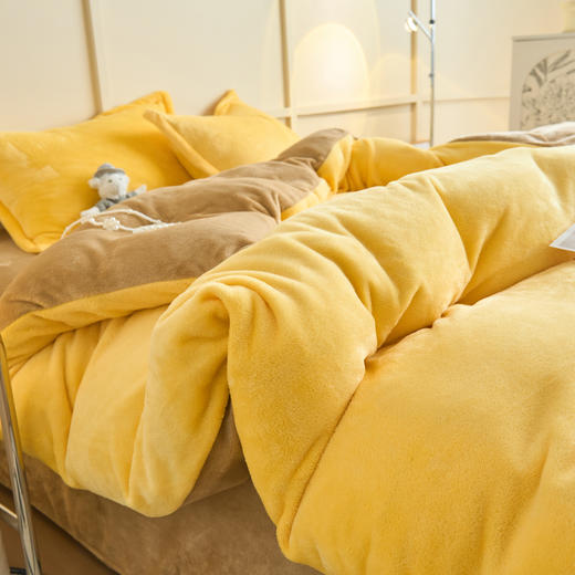 纯色简约牛奶绒加厚床上四件套家用床品冬季加绒保暖床单被套罩子 商品图2