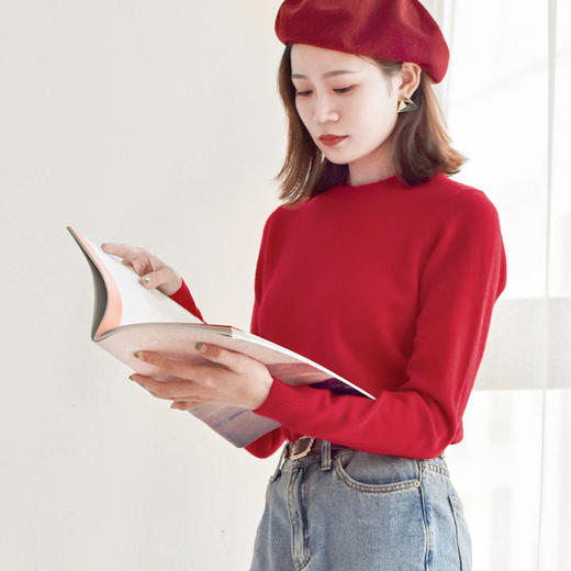 7天内安排发出  雪莲集团旗下老牌国货红莲羊绒衫，纯羊绒长袖针织毛衣 圆领220g/樽领200g 商品图1