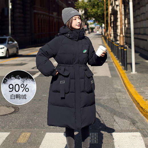 奢姿大码女装2024冬季减龄连帽中长款羽绒服胖妹妹时尚保暖外套734430D079 商品图0