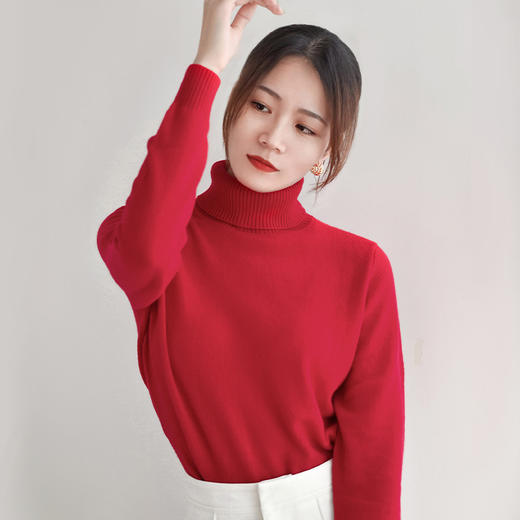 7天内安排发出  雪莲集团旗下老牌国货红莲羊绒衫，纯羊绒长袖针织毛衣 圆领220g/樽领200g 商品图4