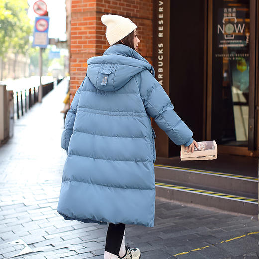 奢姿大码女装2024冬季减龄连帽中长款羽绒服胖妹妹时尚保暖外套734430D079 商品图3