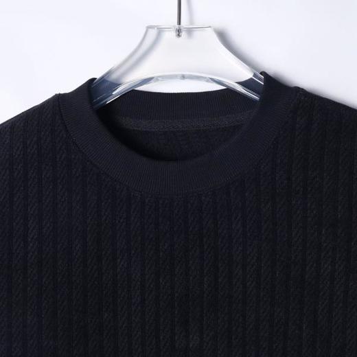 秋冬季新款时尚个性韩版纯色竖纹套头圆领卫衣百搭情侣休闲上衣 商品图2