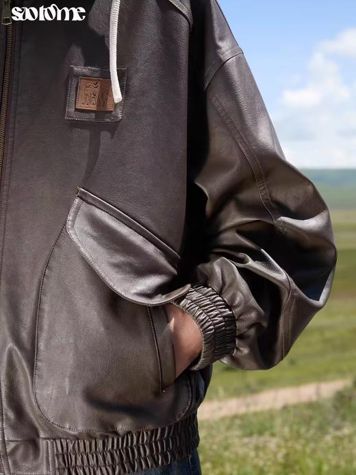 早乙女惠子saotome/STMWT243285/羊羔毛领PU皮宽松外套 商品图3