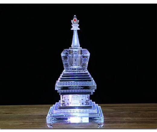 佛堂摆件K9白水晶舍利塔菩提塔白水晶双层宝塔供品摆件 商品图9