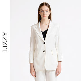 LIZZY早秋高级行政职业女长袖修身开叉OL职业西装白色外套7867