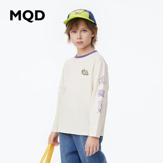 【MQD】童装男童纯色长袖打底衫春装新款儿童圆领内搭T恤上衣 商品图0