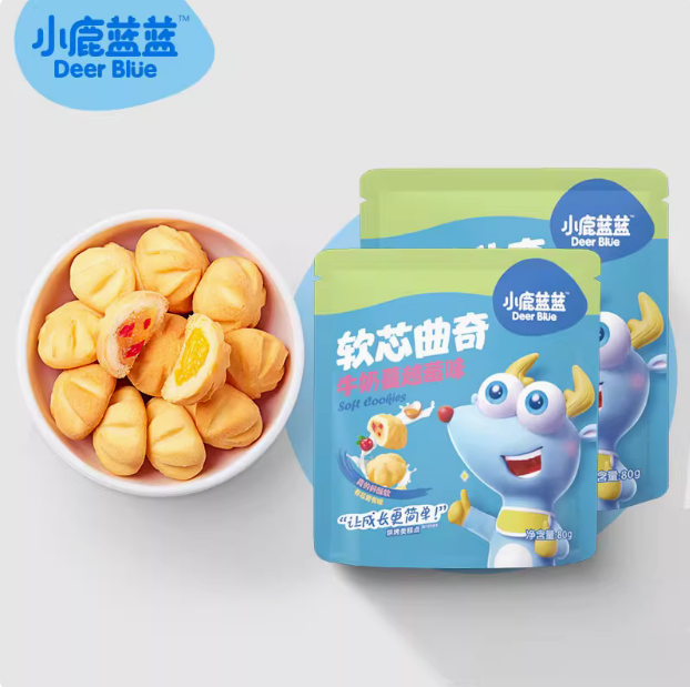 小鹿蓝蓝_软芯曲奇牛奶鸡蛋羹味 牛奶蔓越莓味80g
