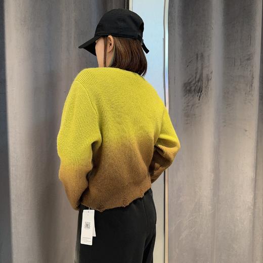 N圆领渐变拼色长袖套头毛织（绿） 冬季 144050060321 商品图1